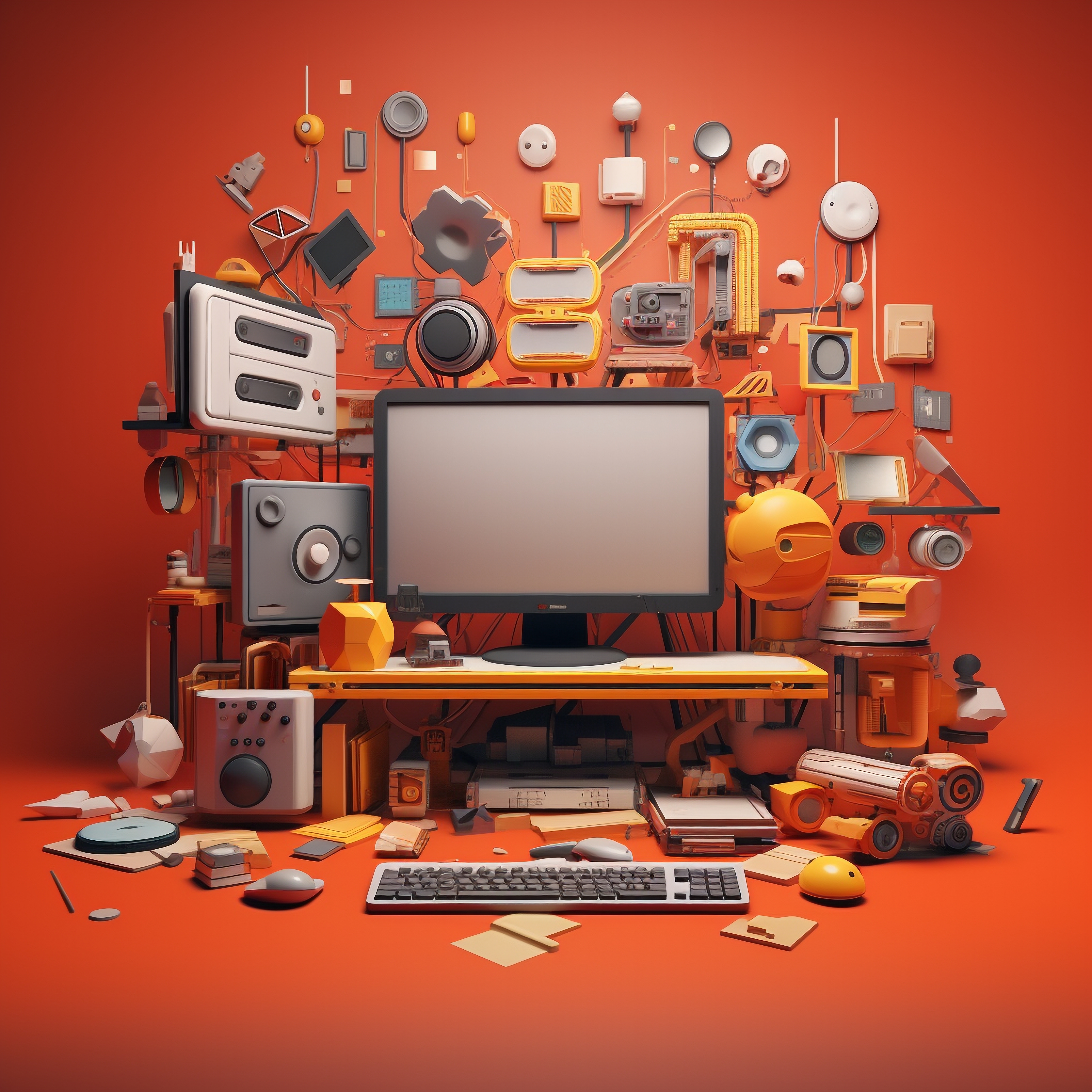 Marketing Workstation with many useful tools attached